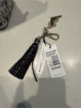 Brahmin Black Croc Tassel Keychain with Lizard Charm